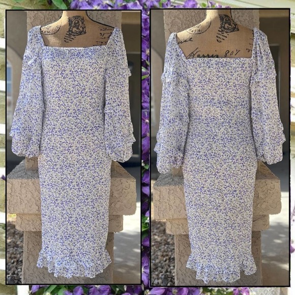 Petal & Pup BONITA Shirred Frill Bodycon Midi Dress Size XL - Picture 5 of 6